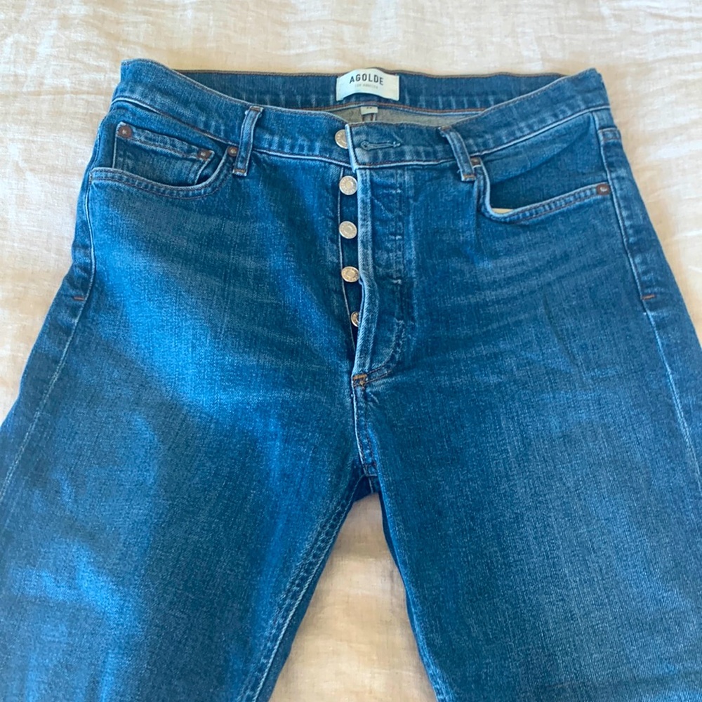 Agolde button fly size 28 slim ankle jeans